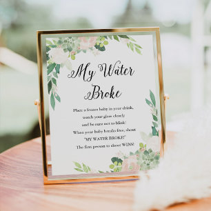 DEVON Mijn Water Broke Baby shower Spel teken Poster