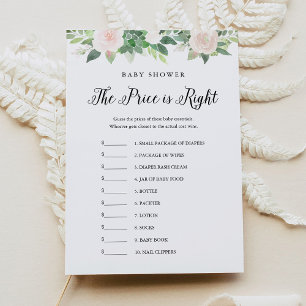 DEVON Raad de juiste prijs Baby shower Game Kaart