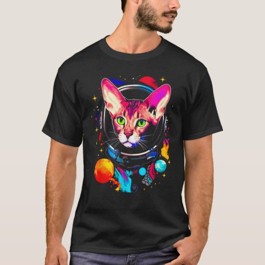 Devon Rex Cat Astronaut T-shirt (Voorkant)