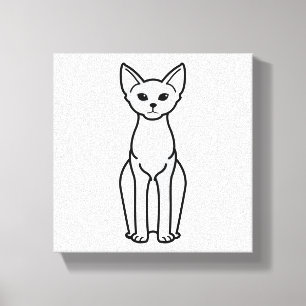 Devon Rex Cat Cartoon Canvas Afdruk