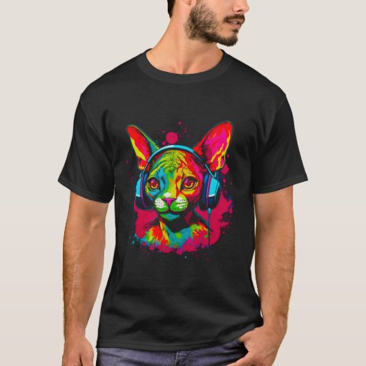 Devon Rex Cat DJ T-shirt (Voorkant)