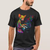 Devon Rex Cat Piano T-shirt (Voorkant)