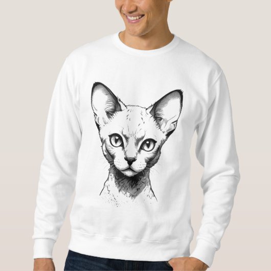Devon Rex Cat Sketch Men's Sweatshirt (Voorkant)