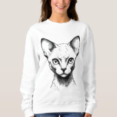 Devon Rex Cat Sketch Women's Sweater (Voorkant)