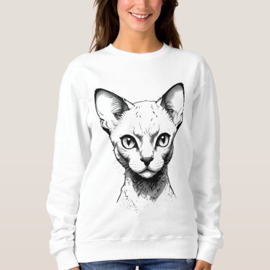 Devon Rex Cat Sketch Women's Sweater (Voorkant)