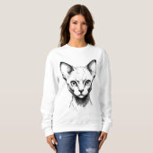 Devon Rex Cat Sketch Women's Sweater (Voorkant volledig)
