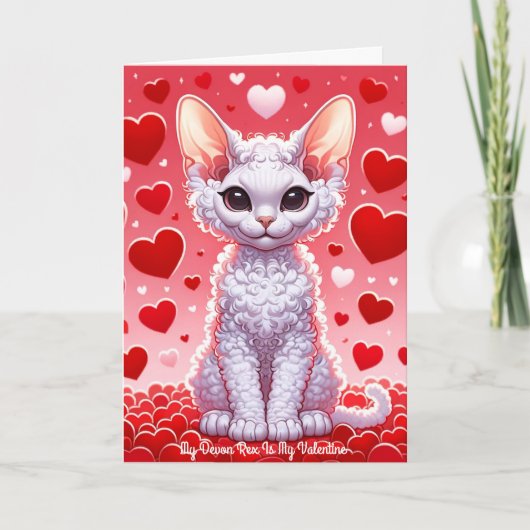 Devon Rex Cat Valentine Purr Carte de vacances (Devant)