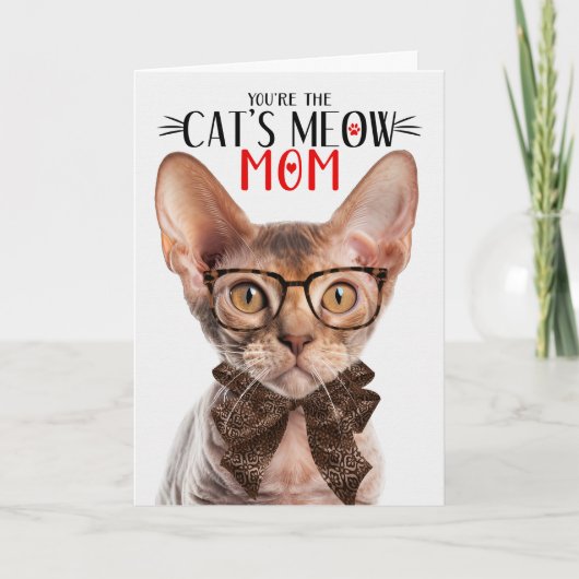 Devon Rex Cat voor Mam op Moederdag Feestdagen Kaart (Voorkant)