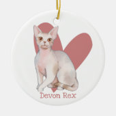 Devon Rex Cat Waterverf Kat Roze hart Keramisch Ornament (Voorkant)