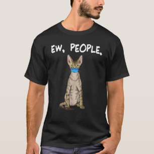Devon Rex Ew Mensen Grappige Kat Draagt Mondkapje T-shirt