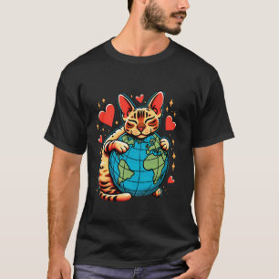 Devon Rex Kat Aardedag Knuffel Liefde Eigenaar Pla T-shirt