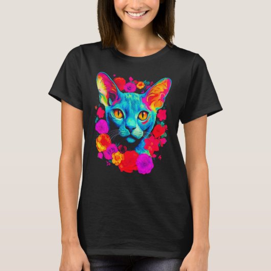Devon Rex Kat Bloem T-shirt (Voorkant)