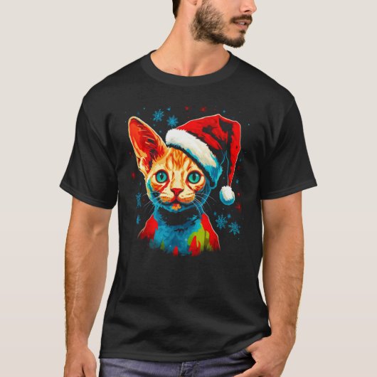 Devon Rex kat kerst T-shirt (Voorkant)