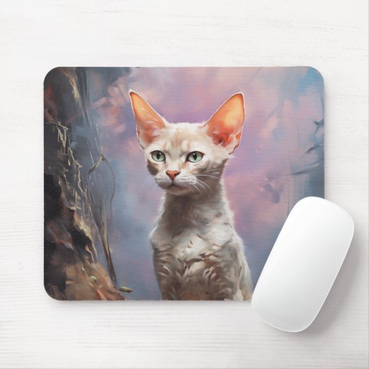 Devon Rex kat Muismat (Met muis)
