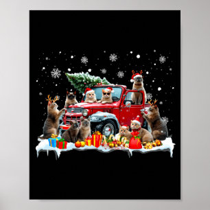 Devon Rex Kat Rode Truck Kerstboom Kerstman Lelijk Poster