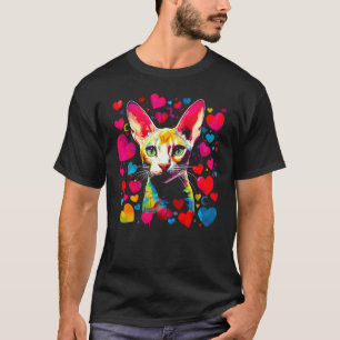 Devon Rex Kat Roze Rode Hart T-shirt