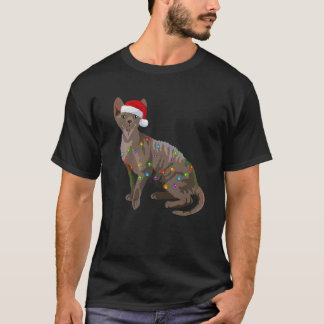 Devon Rex kerstlampjes met loopkerstklep T-shirt