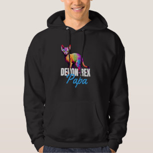 Devon Rex Papa Kleurrijke Schattigee Katteneigenaa Hoodie