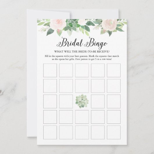 DEVON Succulent Blush Floral Bingo Kaart (Voorkant)