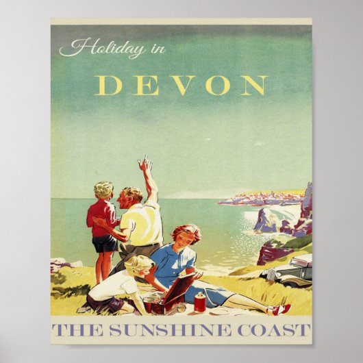 Devon Vintage Travel Poster (Voorkant)