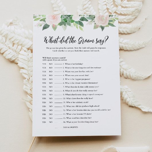 DEVON Wat zei de bruidegom Bridal Game Kaart