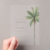 Devonport Modern Waterverf Palm Tree Wedding Acryl Uitnodigingen (Insitu (Draagbaar))