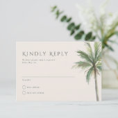 Devonport Modern Waterverf Palm Wedding RSVP Kaart (Staand voorkant)