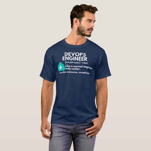 DevOps Engineer Definition Funny Engineering T-shirt (Voorkant volledig)