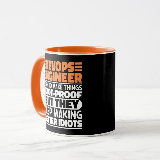 DevOps Engineer Ik probeer dingen grappig te zegge Mok (Voorkant links)