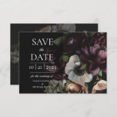 Devote Dark Floral Save the Date Kaart (Voorkant / Achterkant)