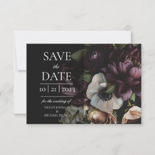 Devote Dark Floral Save the Date Kaart
