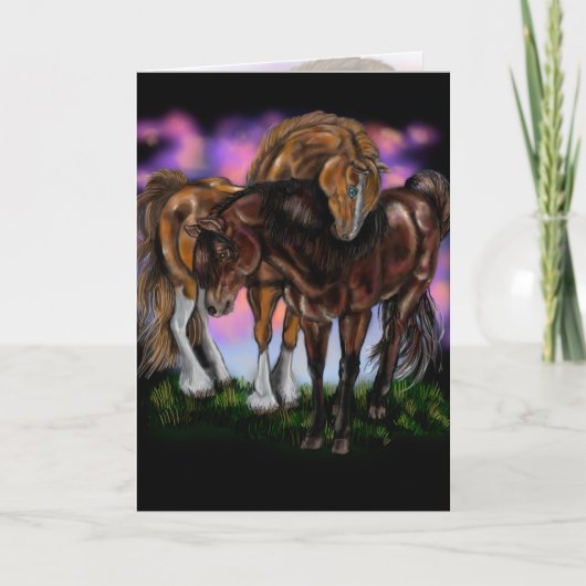 Dévotion Équine~ cartes de vœux de chevaux au couc (Devant)