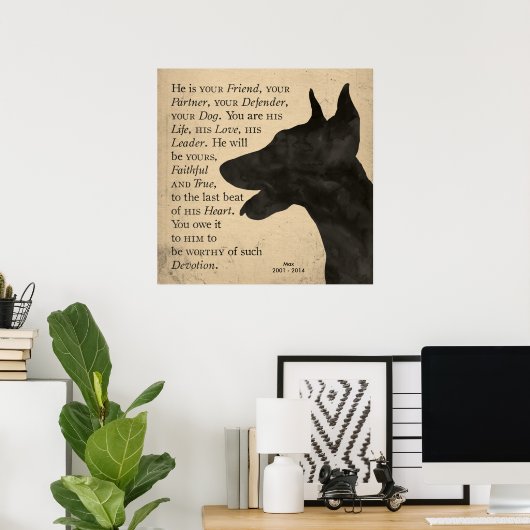 "Devotion" stijl Doberman Poster (Thuiskantoor)