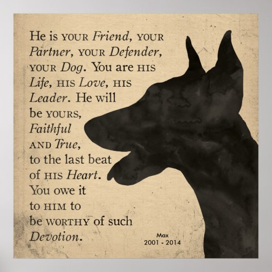 "Devotion" stijl Doberman Poster (Voorkant)