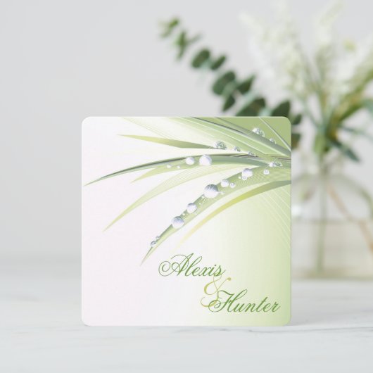 Dew Drop Wedding Kaart (Staand voorkant)