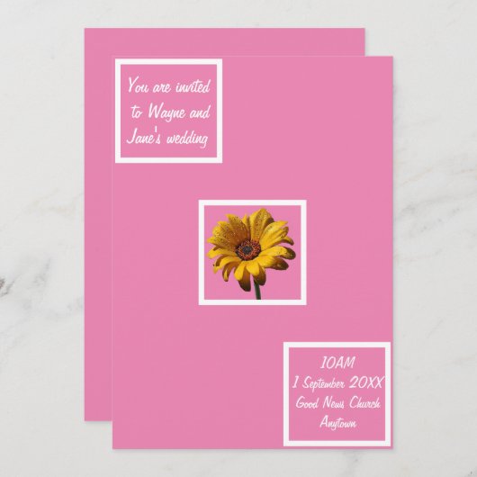 Dew Drops Daisy Wedding Kaart (Voorkant / Achterkant)