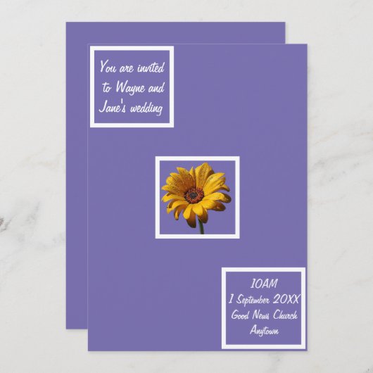 Dew Drops Daisy Wedding Kaart (Voorkant / Achterkant)