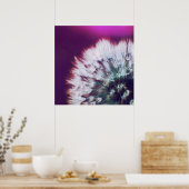 Dew. op Paarse roze dandalion Macro Abstract Poster (Keuken)