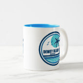 Dewey Beach Delaware Palmboom Vogels Tweekleurige Koffiemok (Voorkant rechts)