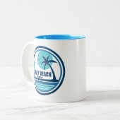 Dewey Beach Delaware Palmboom Vogels Tweekleurige Koffiemok (Voorkant links)