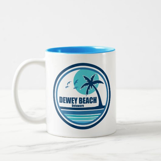 Dewey Beach Delaware Palmboom Vogels Tweekleurige Koffiemok (Links)