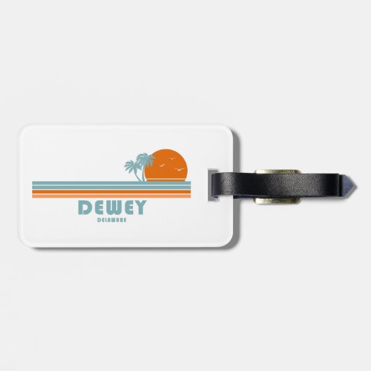 Dewey Beach Delaware Sun Palm Trees Bagagelabel (Achterkant horizontaal)