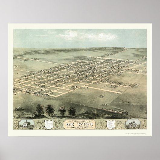 DeWitt, IA Panorama Map - 1868 Poster (Voorkant)