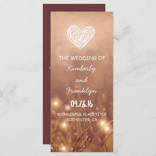 Dewy Grass programmes de mariage rustique (Devant / Derrière)