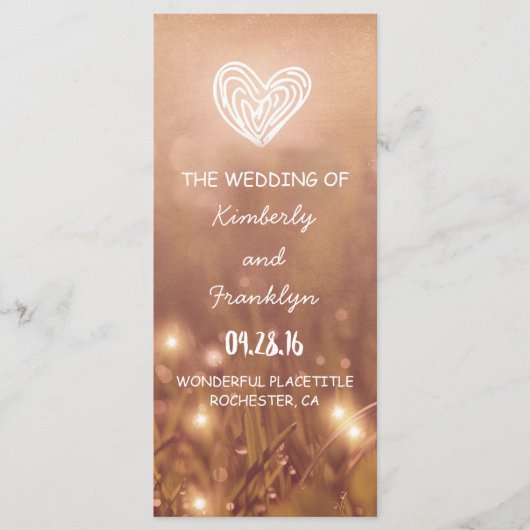 Dewy Grass programmes de mariage rustique (Devant)