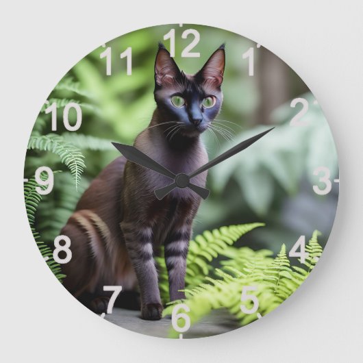 Dexter The Black Siamese Cat, Wall Clock Grote Klok (Voorkant)