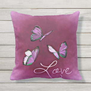 D'extérieur adorable papillons violets Coussin de la Saint-Val