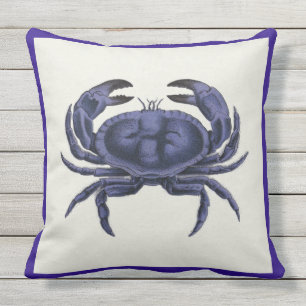 D'extérieur Bleu nautique de crabe vintage de coussin de patio