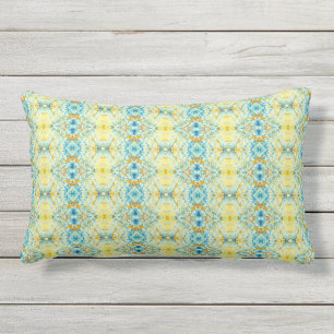 D'extérieur Coussin Botanique Jaune Bleu Turquoise extérieur 