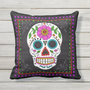 D'extérieur Coussin d'art populaire du crâne I de sucre